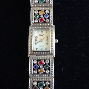 Vintage jewel watch; mother of pearl face
